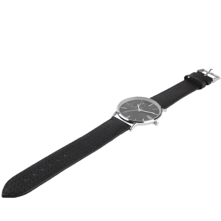 Elegant Black Dial Quartz Leather Watch for Women and Couples