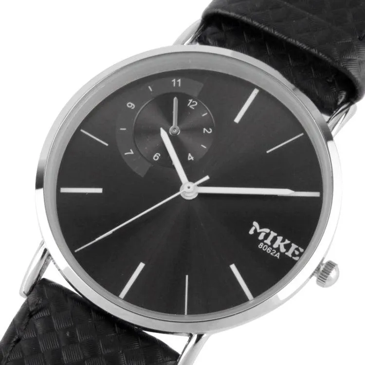 Elegant Black Dial Quartz Leather Watch for Women and Couples