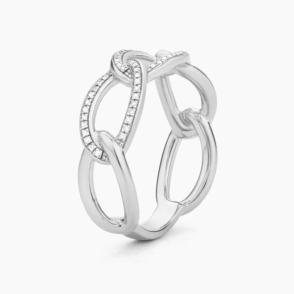 Ella Stein Triple Link Statement Ring in Sterling Silver - Size 7