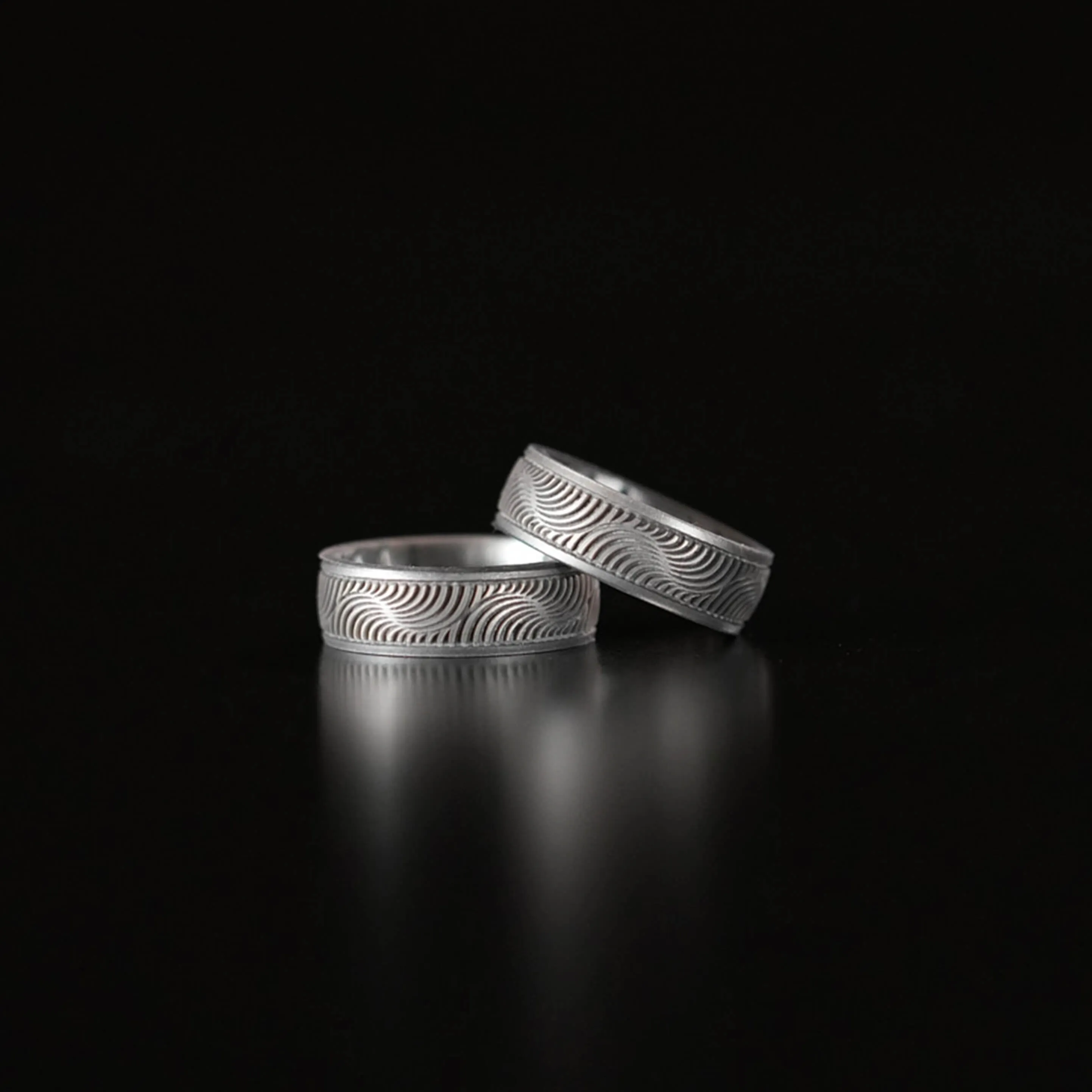 Etched Signature Silicone Ring - Tides - Silver