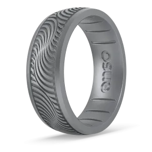 Etched Signature Silicone Ring - Tides - Silver