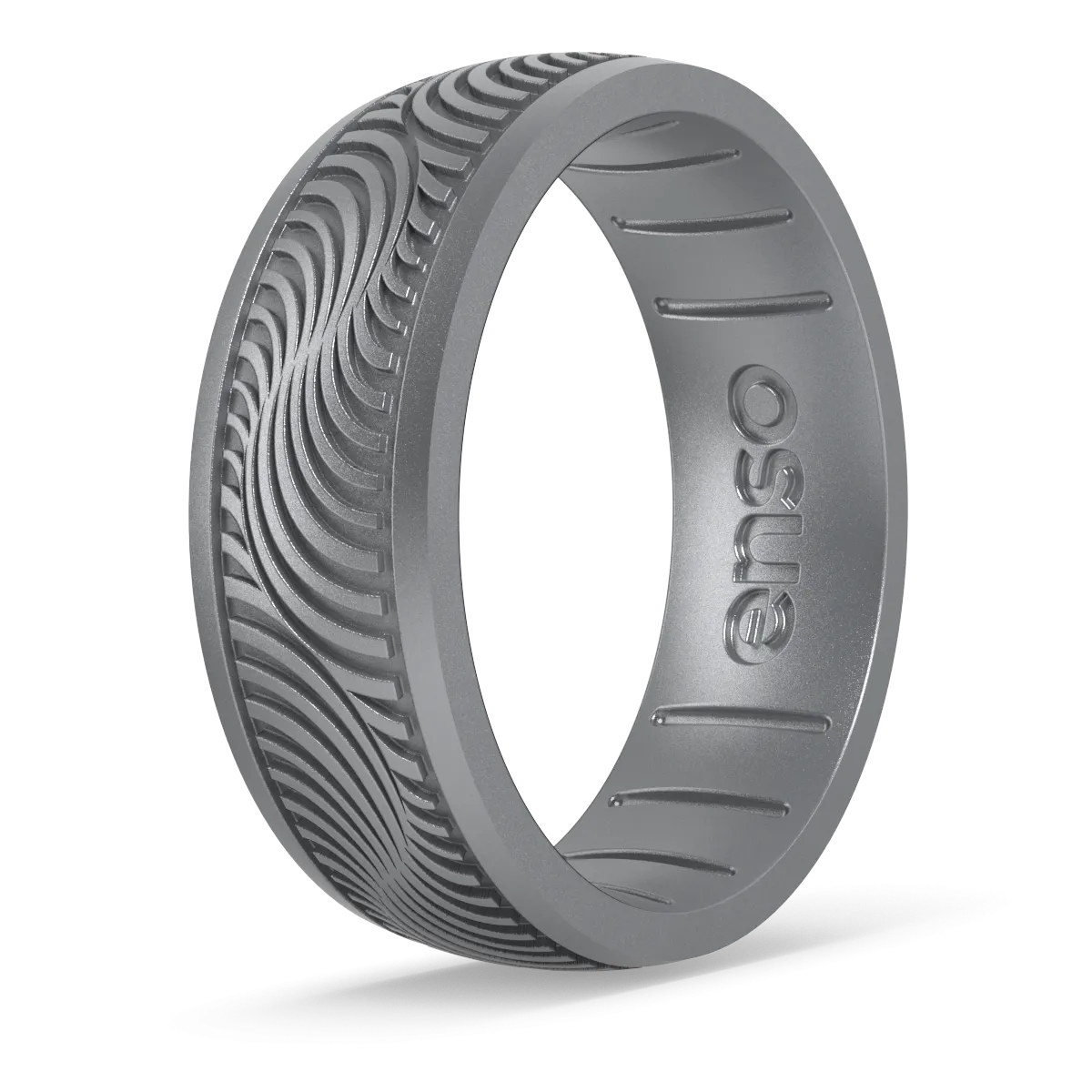 Etched Signature Silicone Ring - Tides - Silver