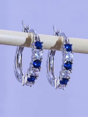 Exquisite Cubic Zirconia Decor Hoop Earrings for Women