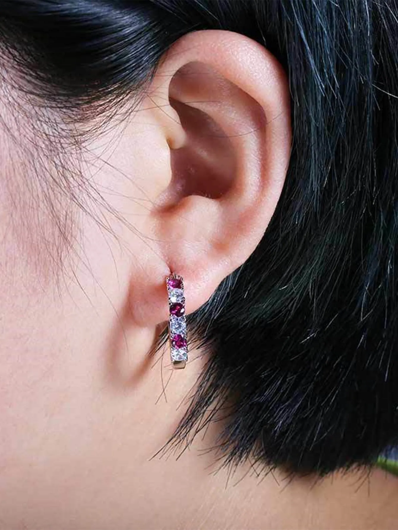 Exquisite Cubic Zirconia Decor Hoop Earrings for Women