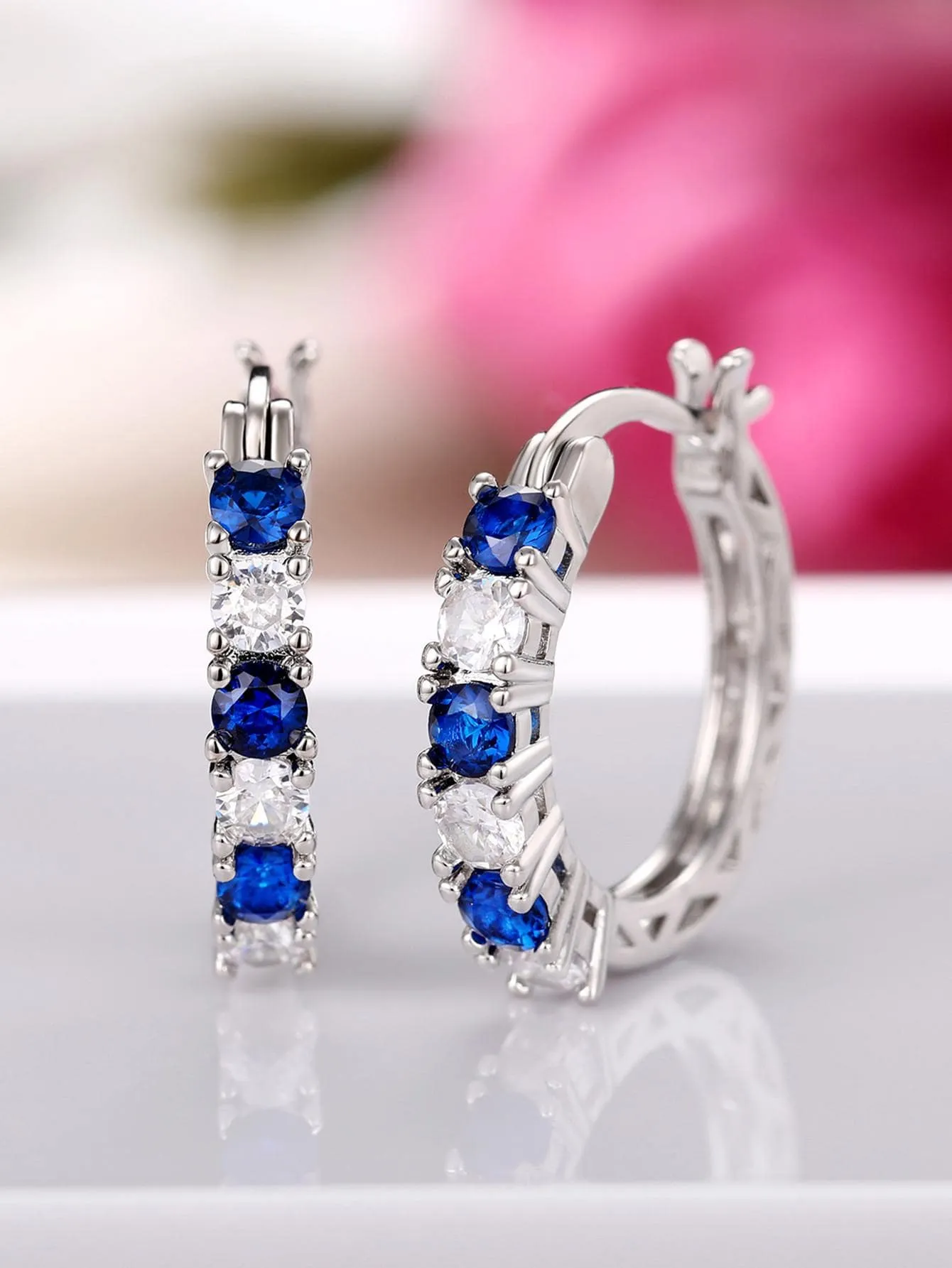 Exquisite Cubic Zirconia Decor Hoop Earrings for Women