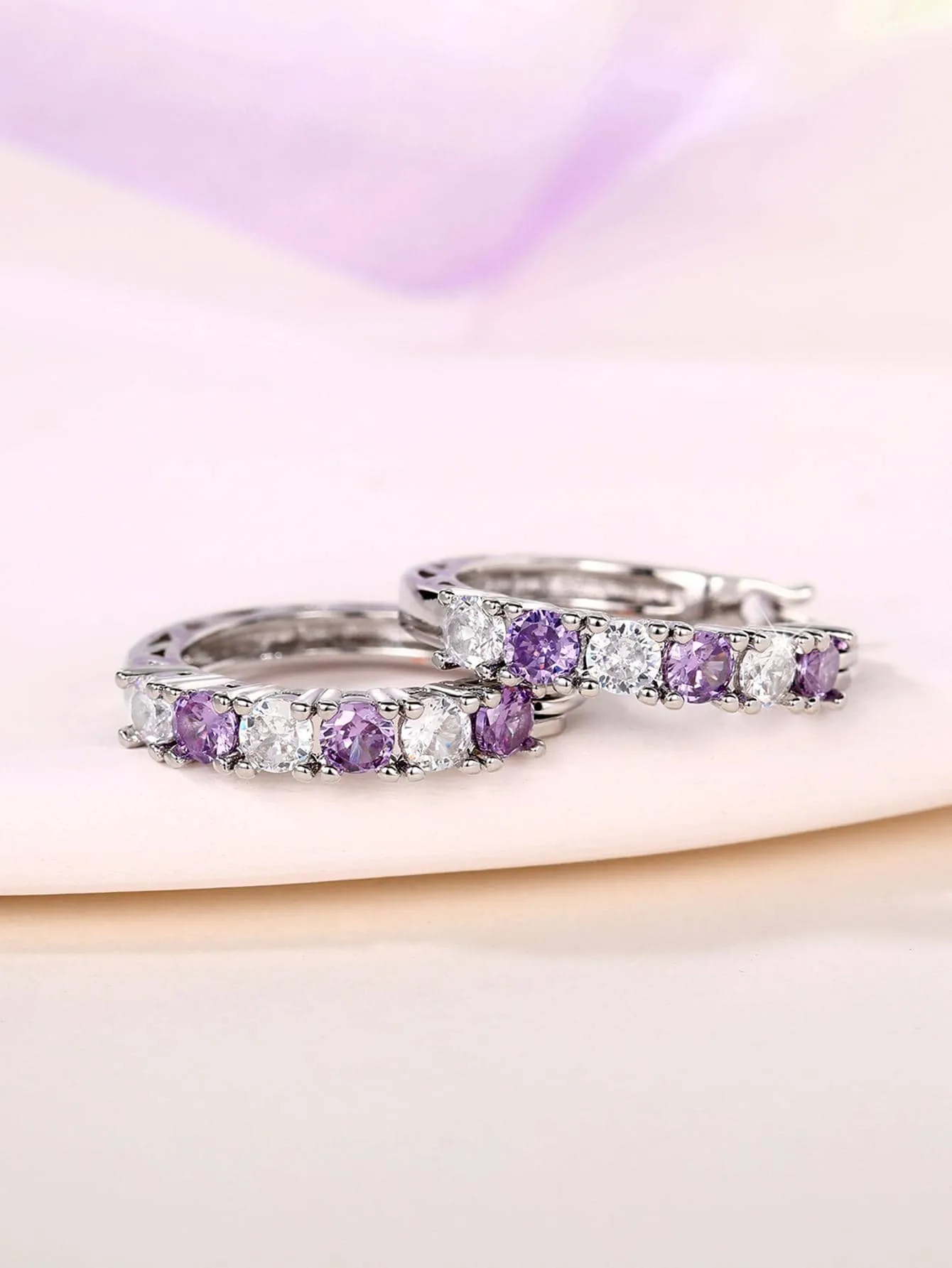 Exquisite Cubic Zirconia Decor Hoop Earrings for Women