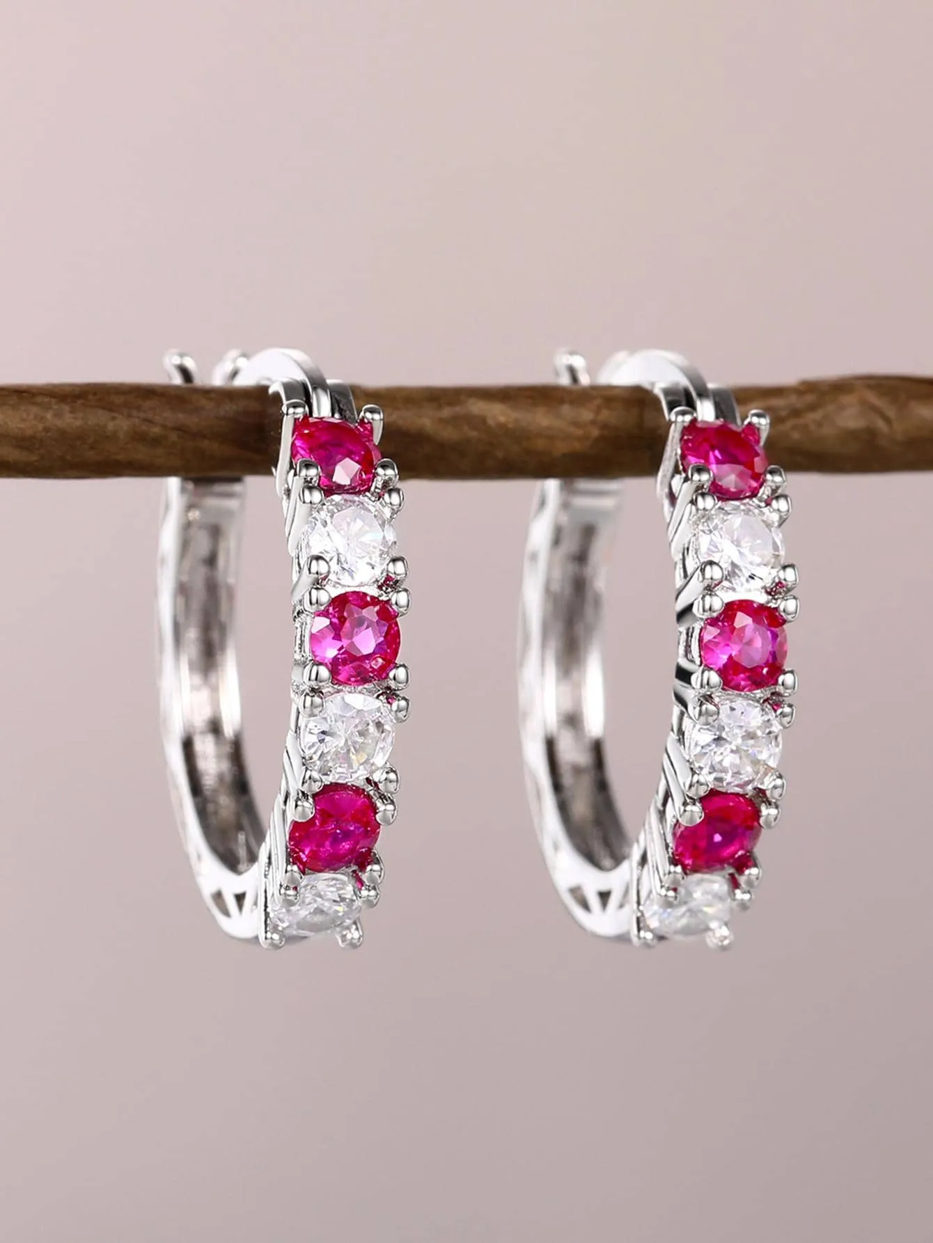 Exquisite Cubic Zirconia Decor Hoop Earrings for Women