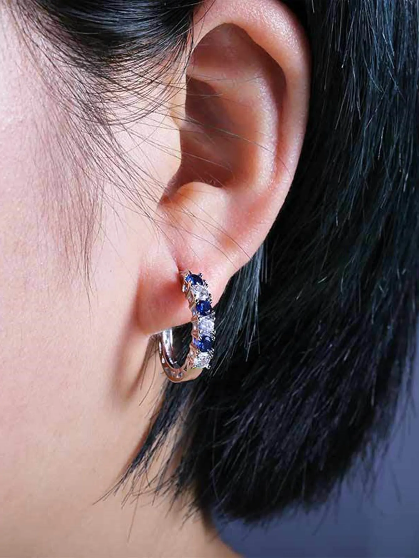 Exquisite Cubic Zirconia Decor Hoop Earrings for Women