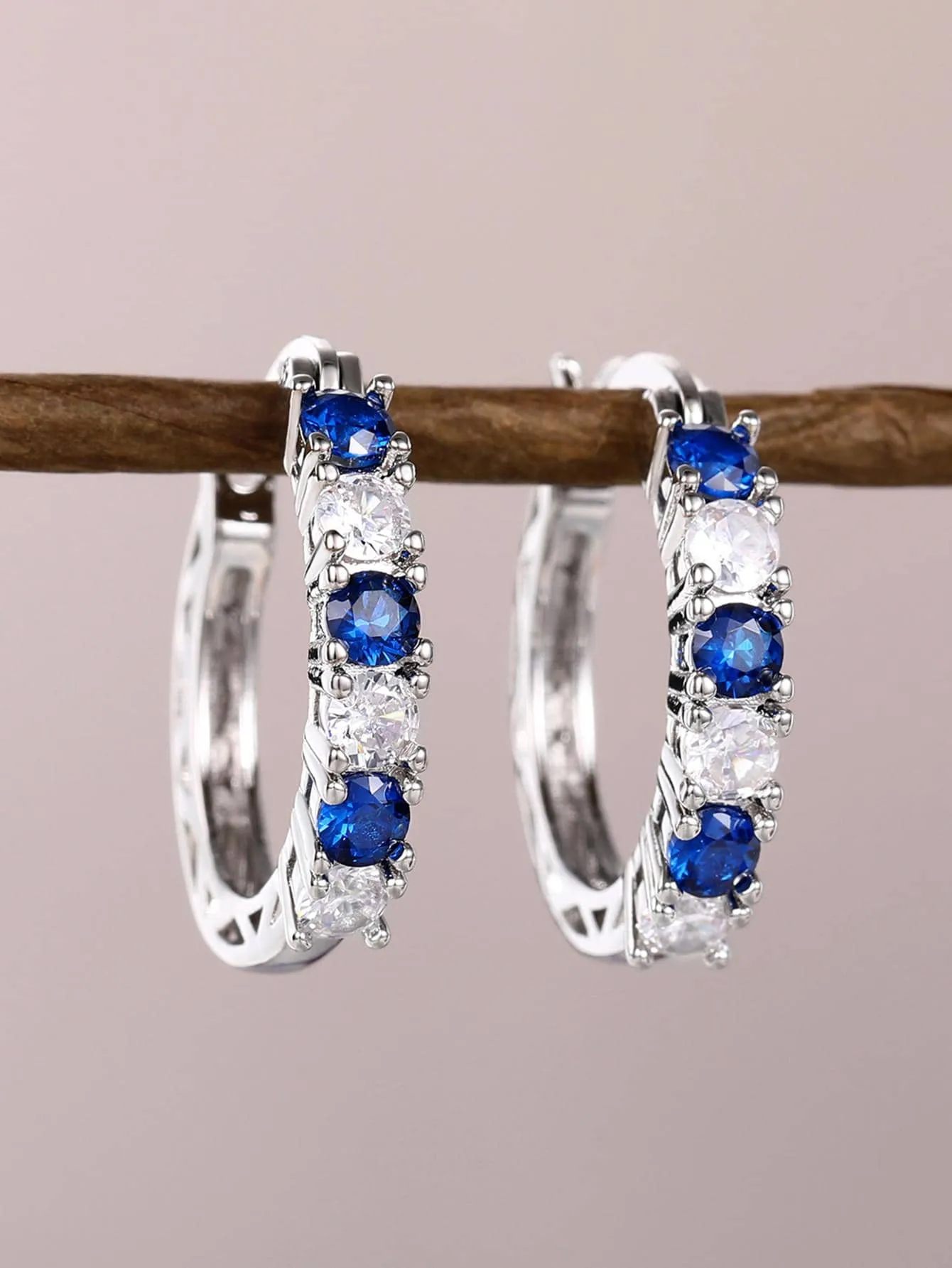 Exquisite Cubic Zirconia Decor Hoop Earrings for Women