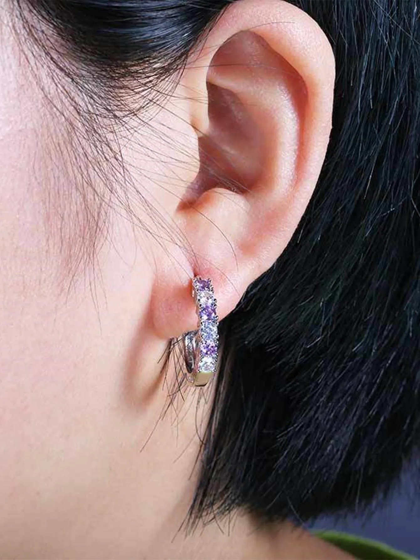 Exquisite Cubic Zirconia Decor Hoop Earrings for Women