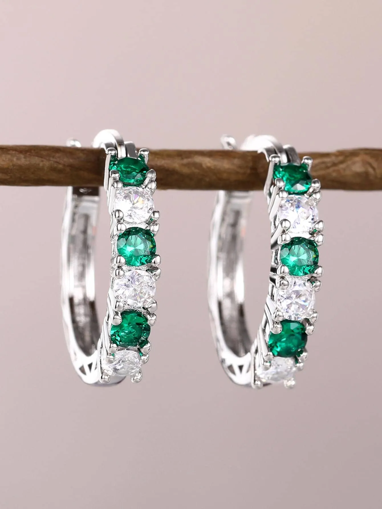 Exquisite Cubic Zirconia Decor Hoop Earrings for Women