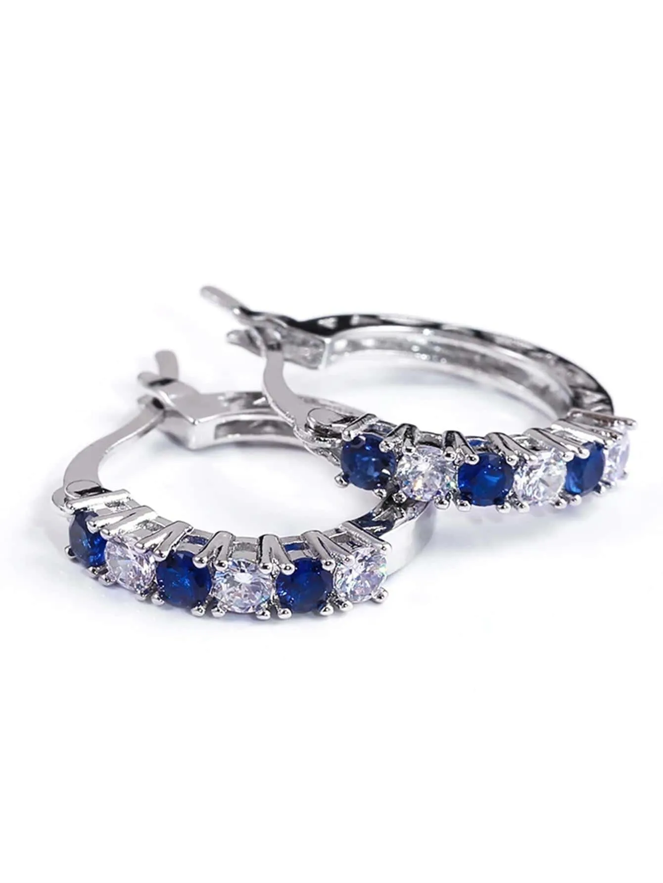 Exquisite Cubic Zirconia Decor Hoop Earrings for Women