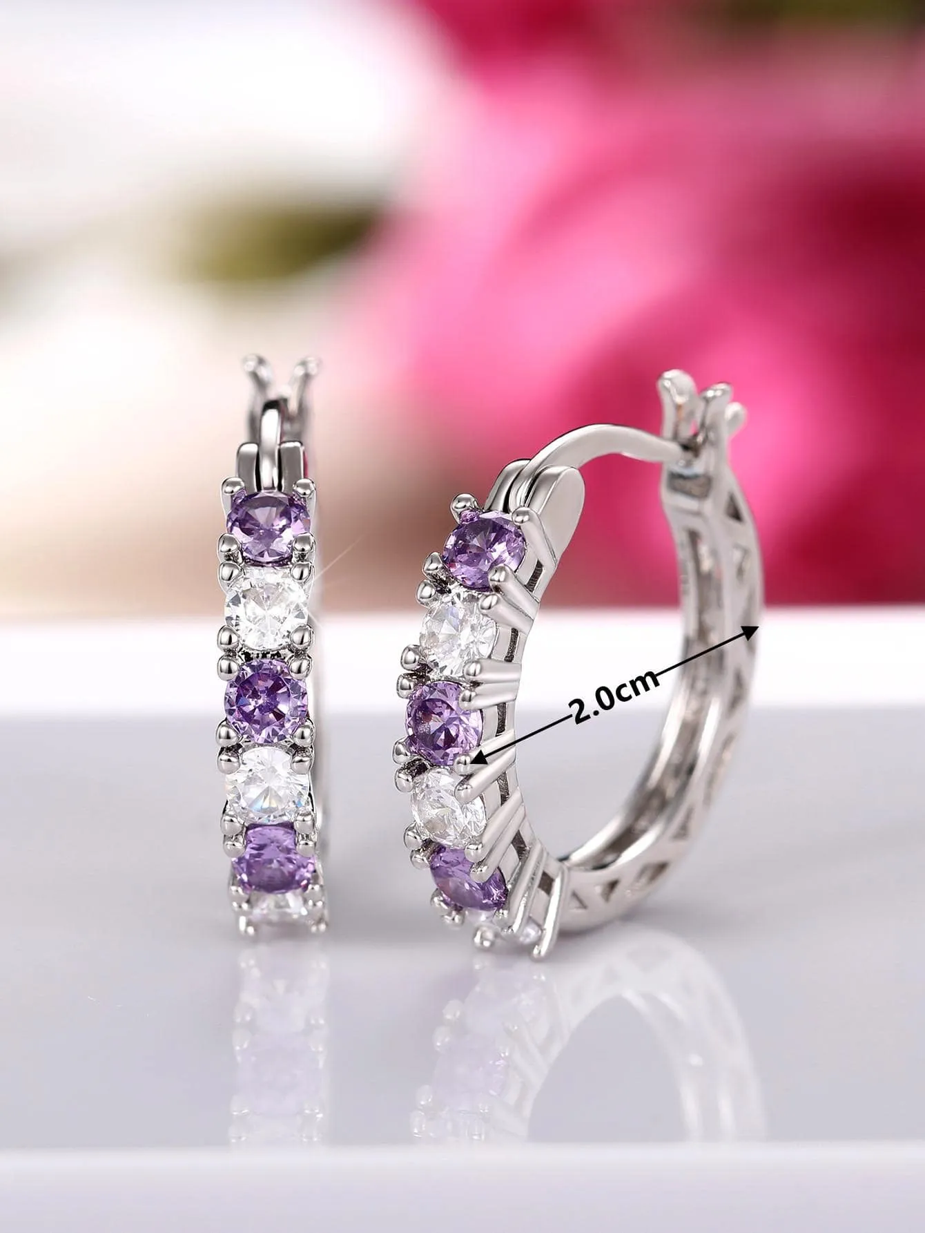 Exquisite Cubic Zirconia Decor Hoop Earrings for Women