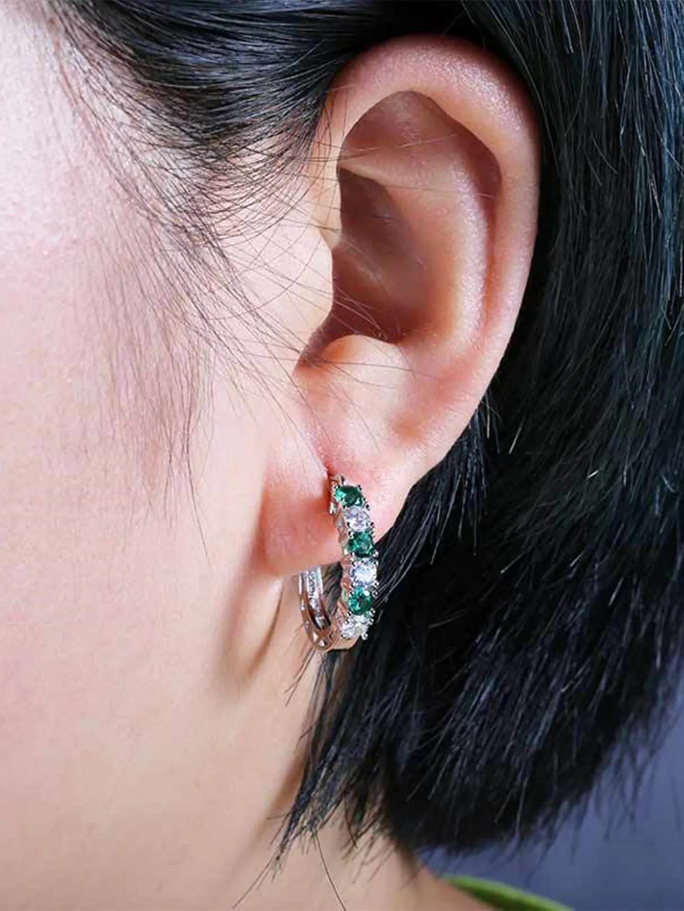 Exquisite Cubic Zirconia Decor Hoop Earrings for Women