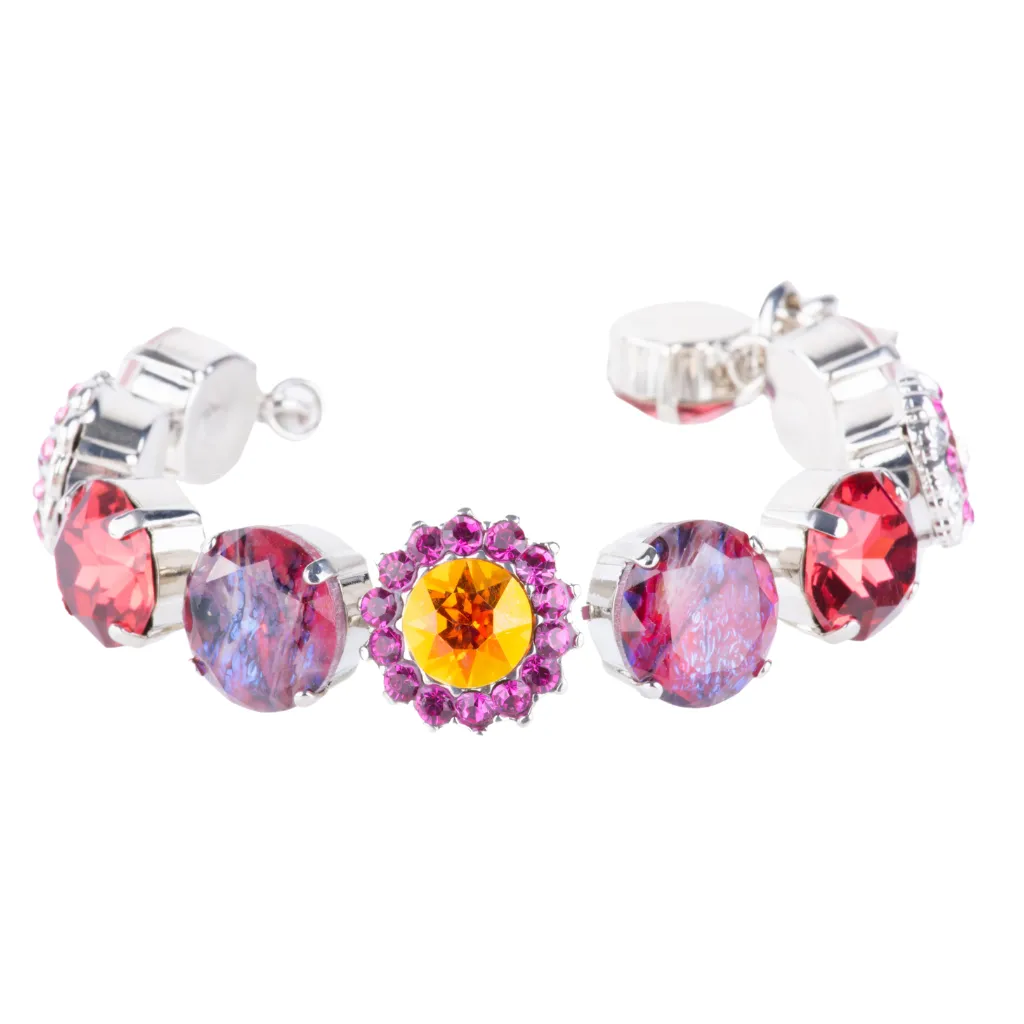 Extra Luxurious Blossom Bracelet in "Bougainvillea" - Rhodium