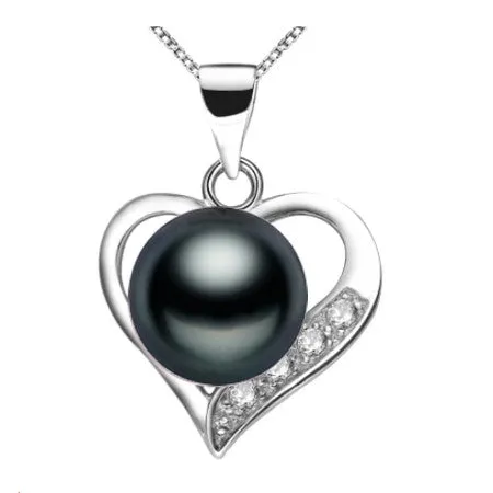 Fashion 925 sterling silver black pearl pendant necklace for women Elegant freshwater pearl jewelry AAAA high quality