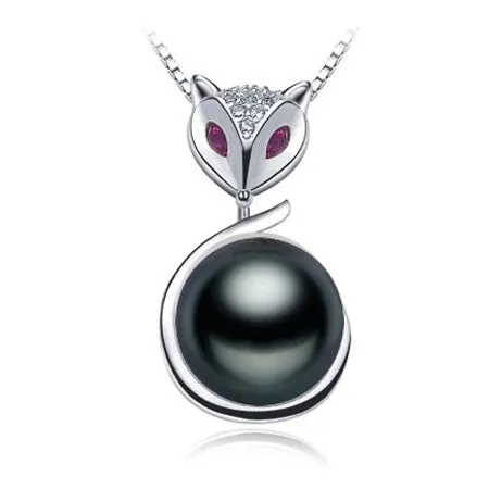 Fashion 925 sterling silver black pearl pendant necklace for women Elegant freshwater pearl jewelry AAAA high quality