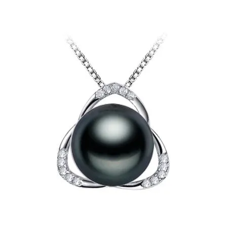 Fashion 925 sterling silver black pearl pendant necklace for women Elegant freshwater pearl jewelry AAAA high quality