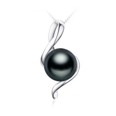 Fashion 925 sterling silver black pearl pendant necklace for women Elegant freshwater pearl jewelry AAAA high quality