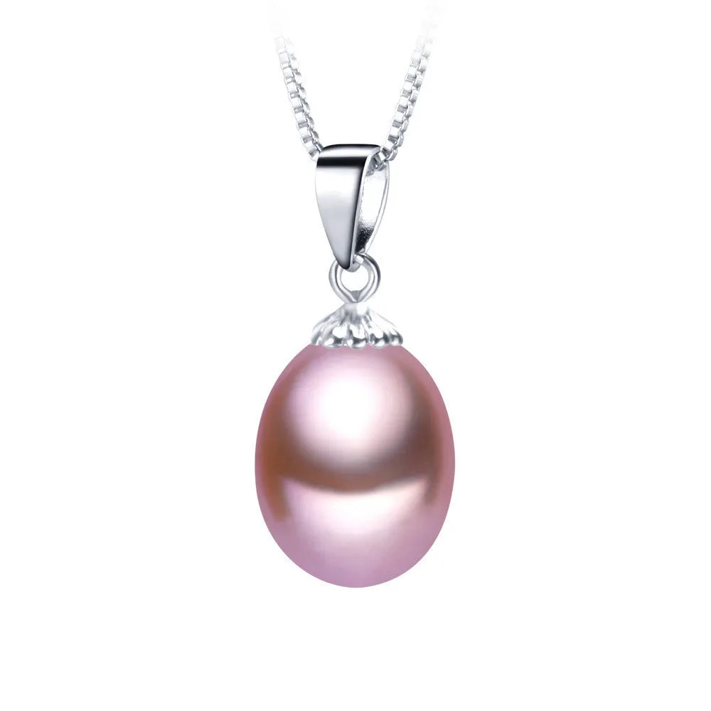 Fashion 925 sterling silver necklace pendant for women genuine freshwater pearl jewelry 8-9mm