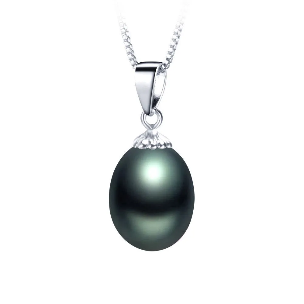 Fashion 925 sterling silver necklace pendant for women genuine freshwater pearl jewelry 8-9mm