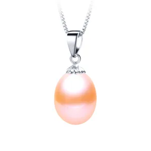 Fashion 925 sterling silver necklace pendant for women genuine freshwater pearl jewelry 8-9mm