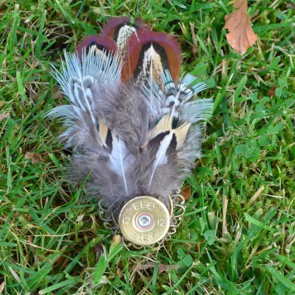 Feather Brooch on Bronze with Cartridge Casing