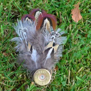 Feather Brooch on Bronze with Cartridge Casing