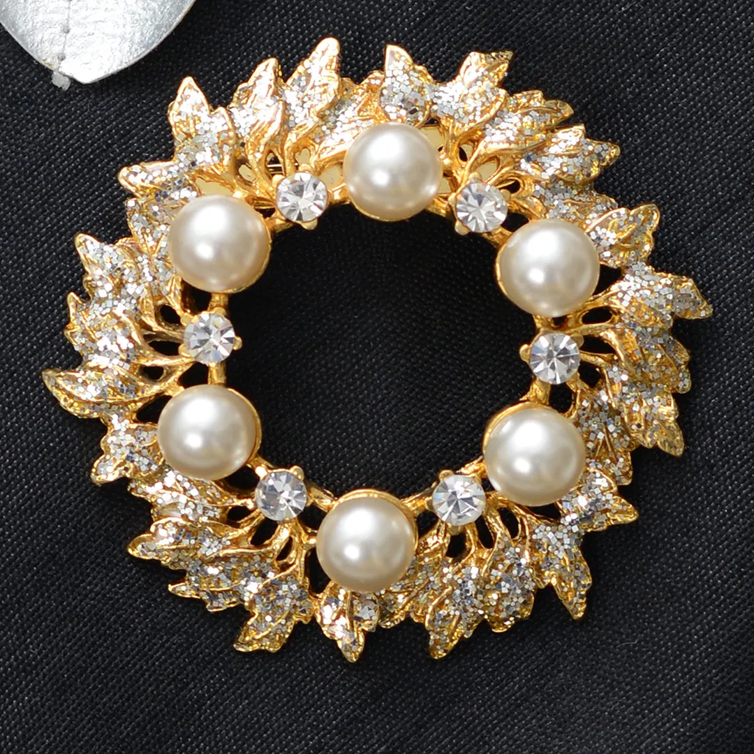 Floral Pearl Stone Studded Brooch