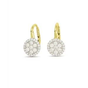 Frederic Sage 14K Yellow and White Gold Round Cluster Firenze Diamond Drop Earrings