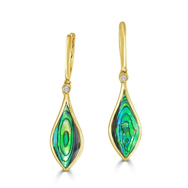 Frederic Sage 14K Yellow Gold Venus Drop Abalone with Diamond Dangle Earrings