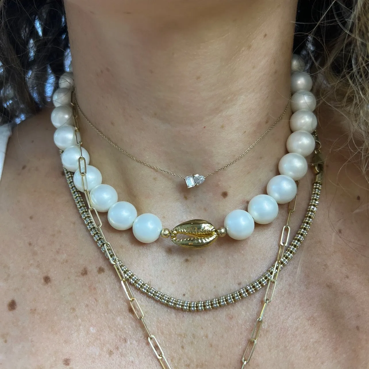 Freshwater Pearl Gold Shell Necklace