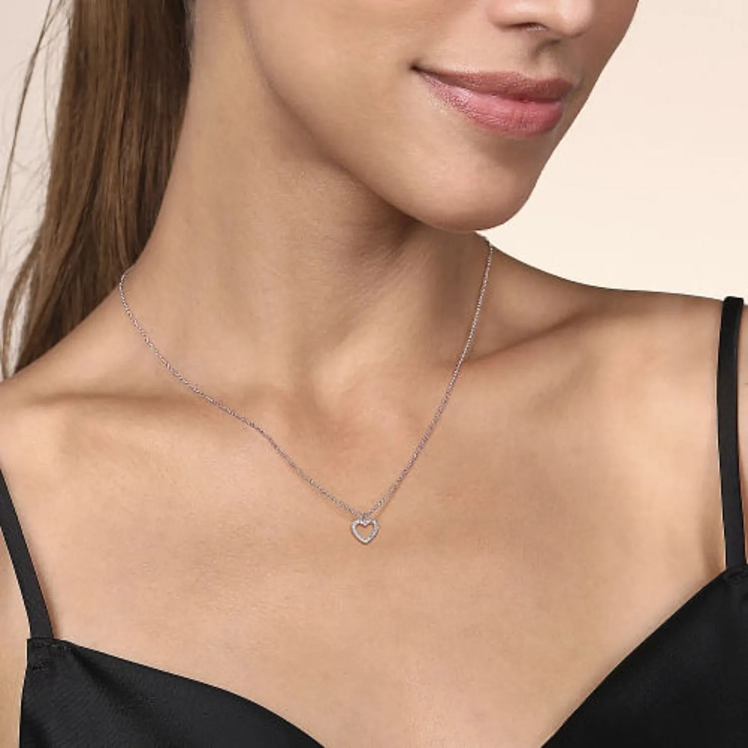 Gabriel & Co. Diamond Open Heart Pendant Necklace