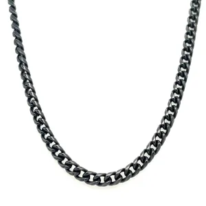 Gents Stainless Steel Black Curb 22” Necklace