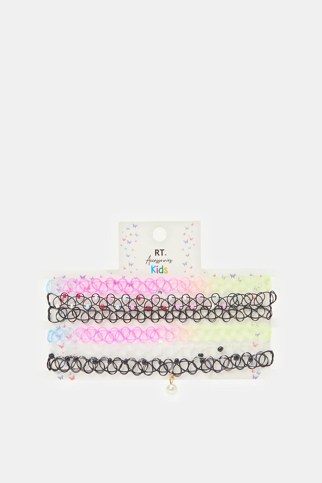 Girls Assorted Embellished Elastic Choker Set (6 Piece)