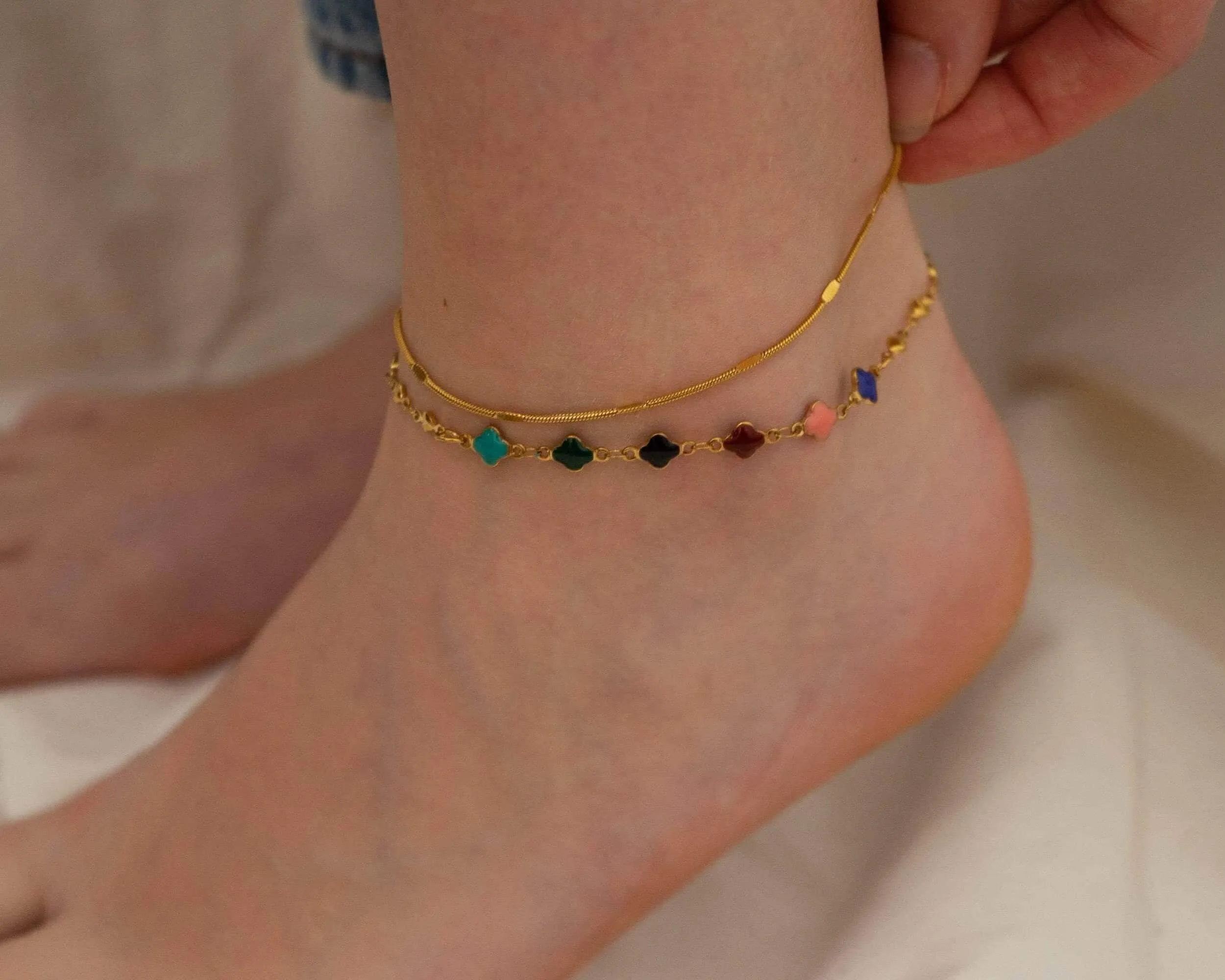 Gold Stainless Steel Round Snake Chain Anklet