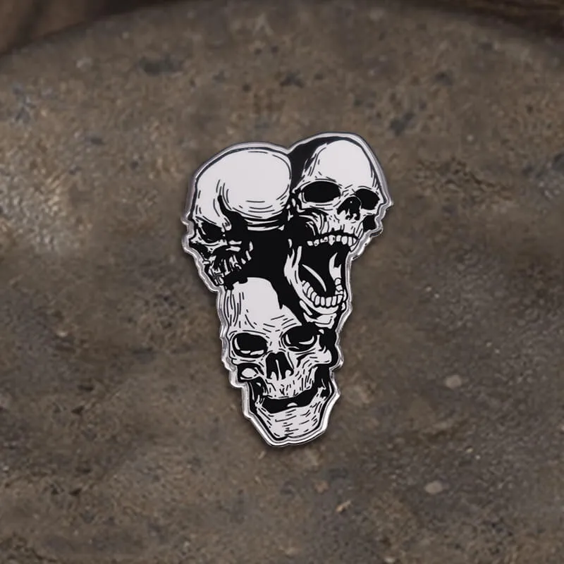 Gothic Stacked Skull Heads Alloy Brooch