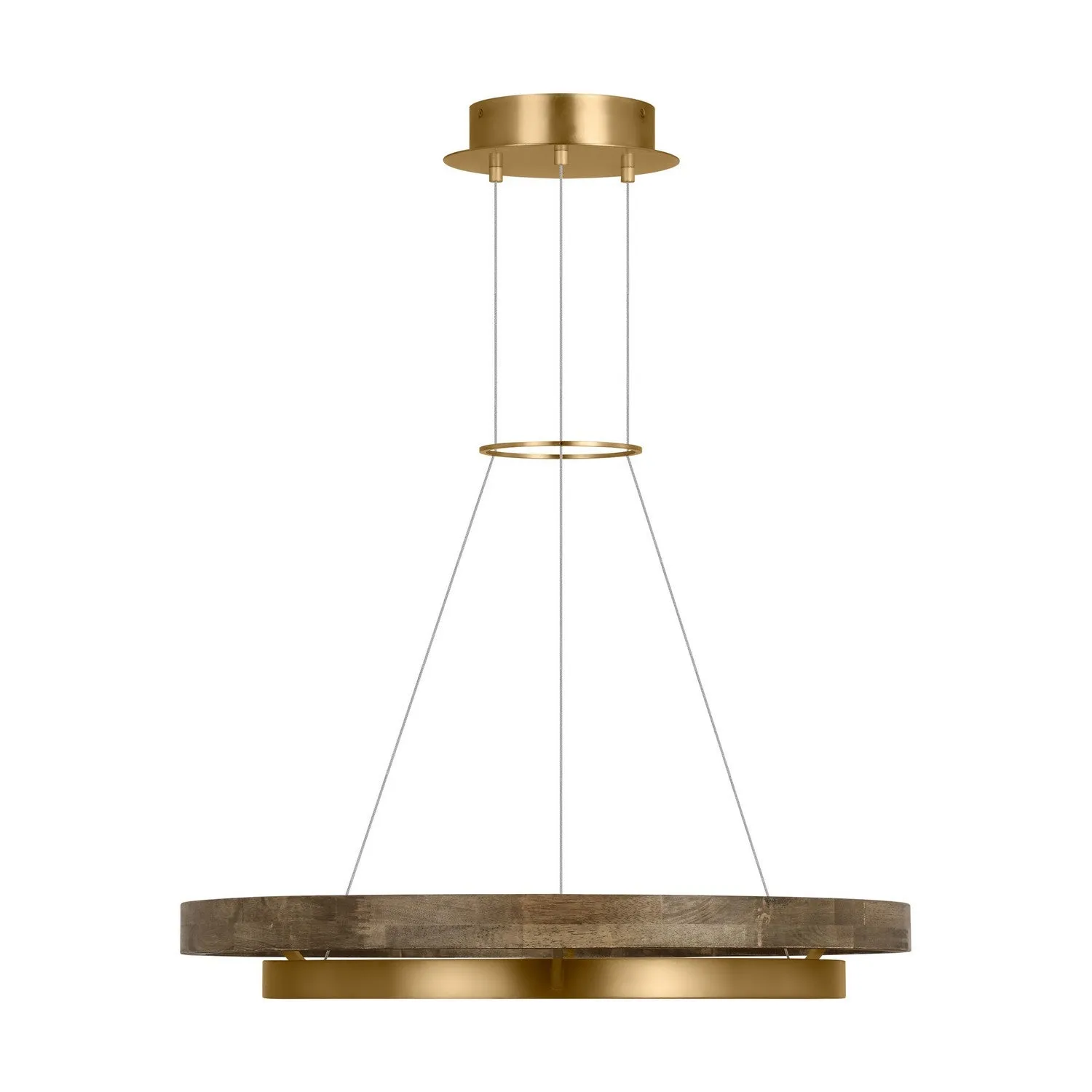 Grace LED Chandelier in Natural Brass & Weathered Oak