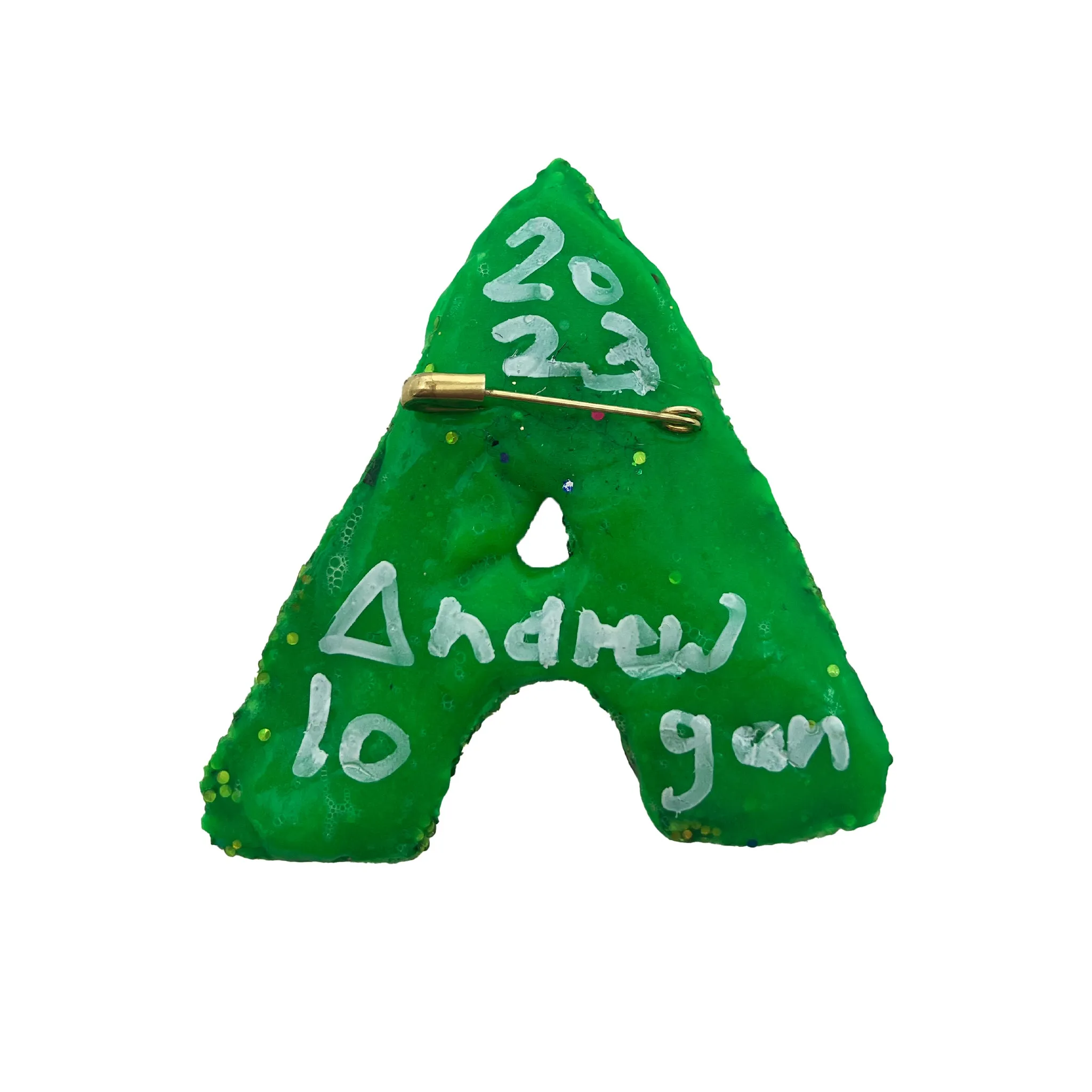 GREEN ALPHABET - LETTER BROOCHES