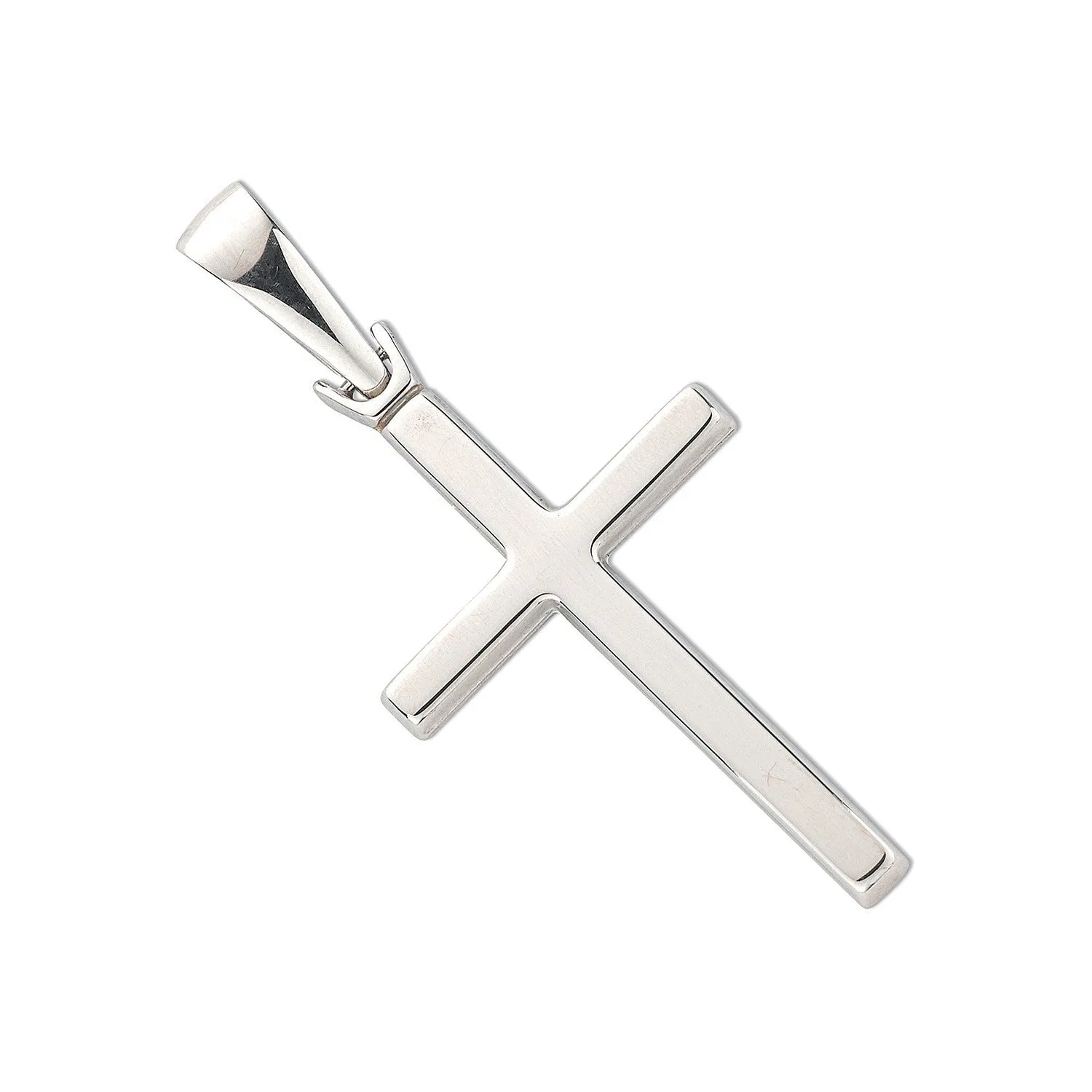 Hollow Cross Pendant Necklace in 9ct White Gold 1.5g