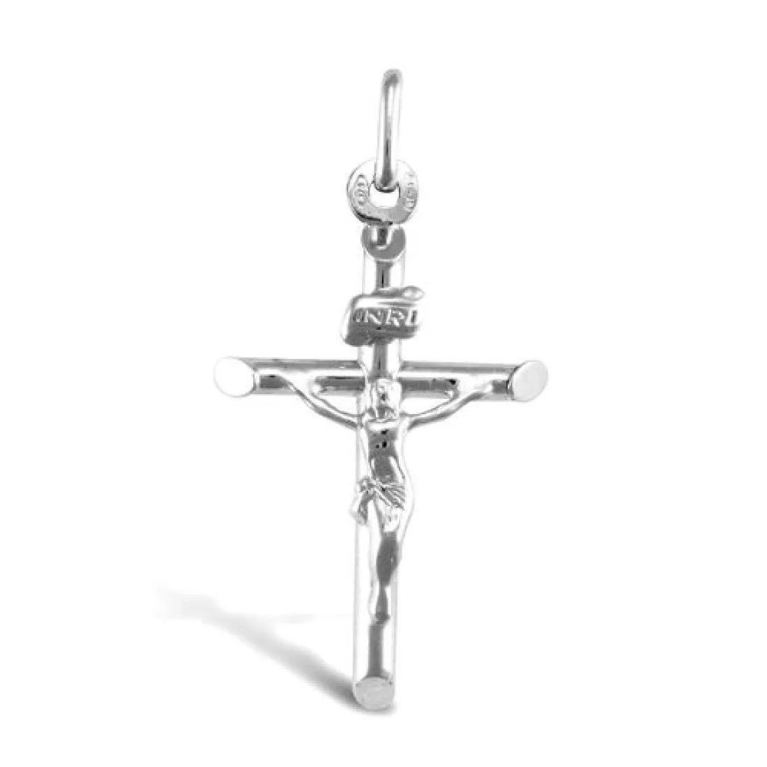 Hollow Crucifix Cross Pendant Necklace in 9ct White Gold 1.0g