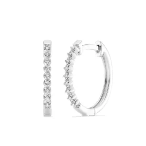 Hoop Earrings with 0.05ct of Diamonds in 9ct White Gold