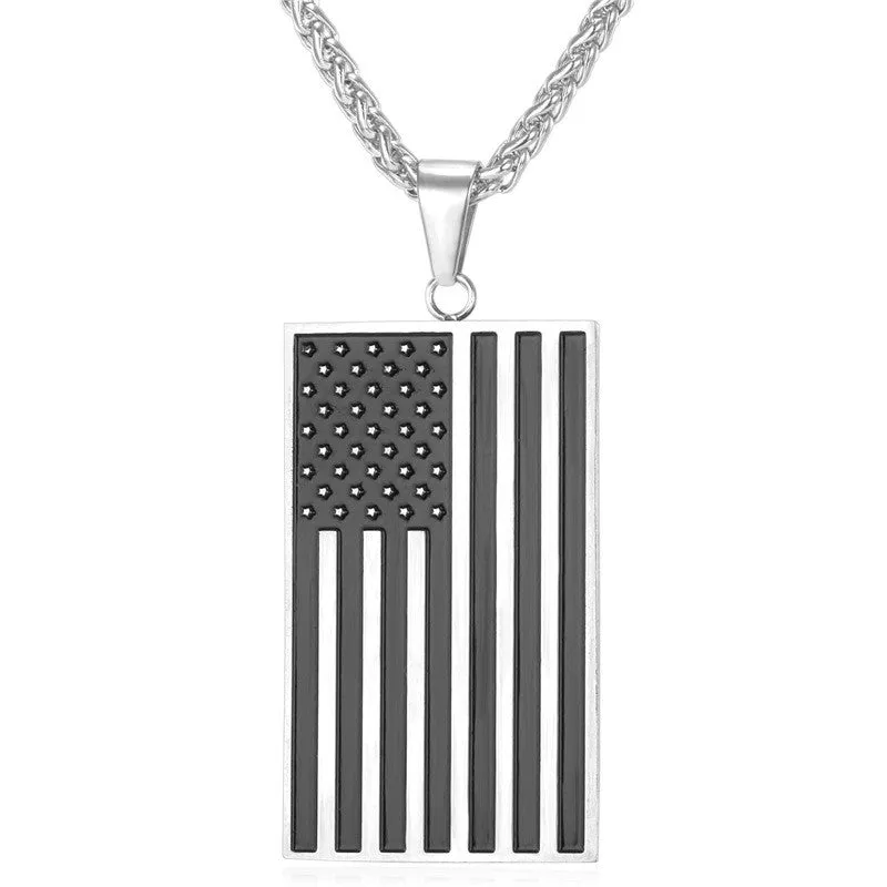 Hot American Flag Pendant Stainless Steel Men Chain Necklace Gold Plated Trendy USA Symbol Necklace Men Jewelry