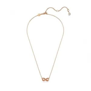 Hyperbola White Rose Gold-tone Plated Pavé Infinity Pendant 5684084