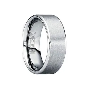 IOVIANUS Tungsten Carbide Wedding Band with Brushed Matte Center & Polished Edges - 6mm & 8mm