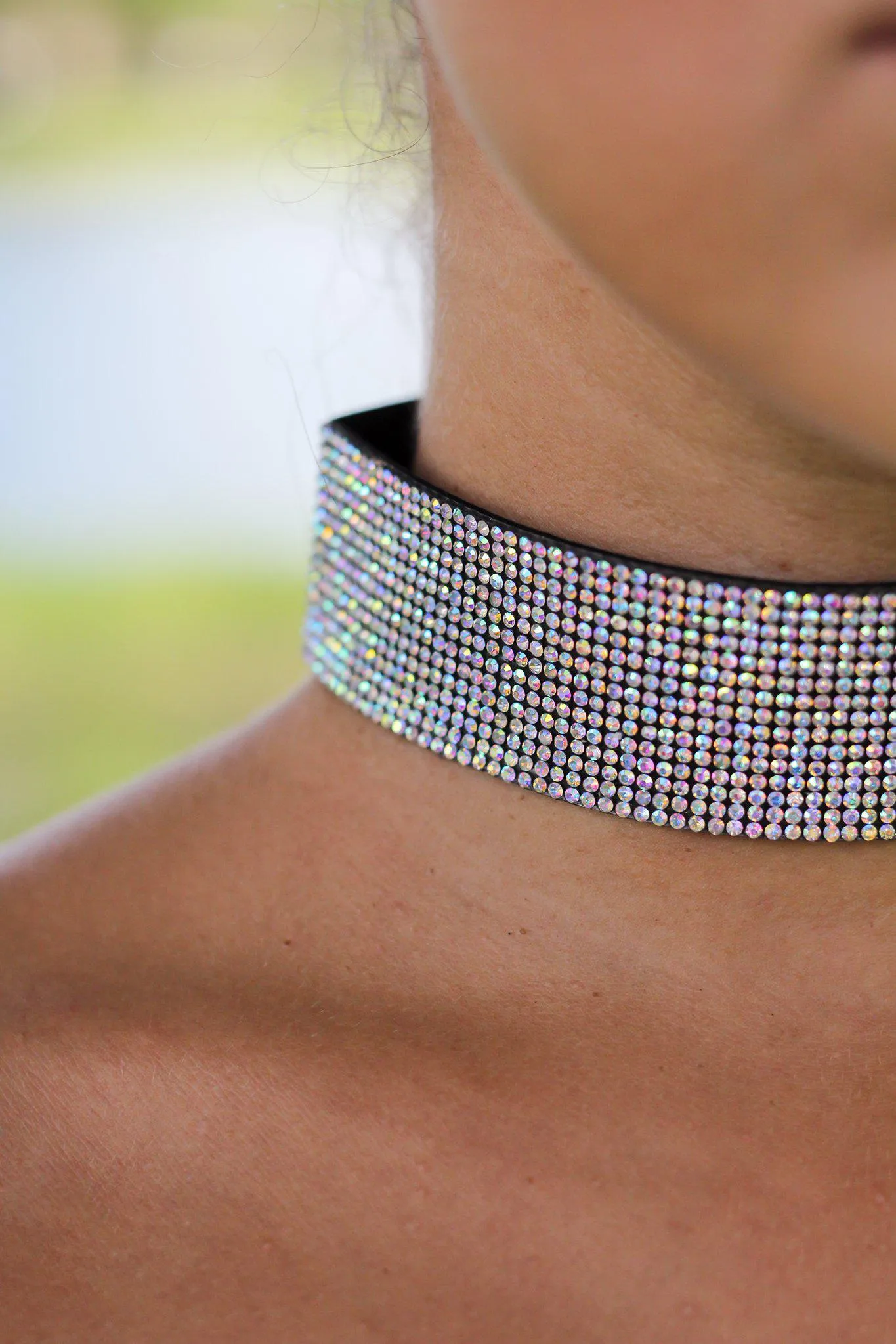 Iridescent Rhinestone Choker