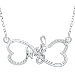 KATARINA Double Heart "Angel" Diamond Pendant Necklace (1/10 cttw)