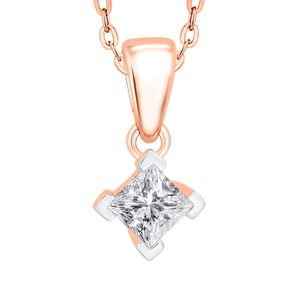 KATARINA Princess Cut Diamond Solitaire Pendant Necklace (1/6 cttw)