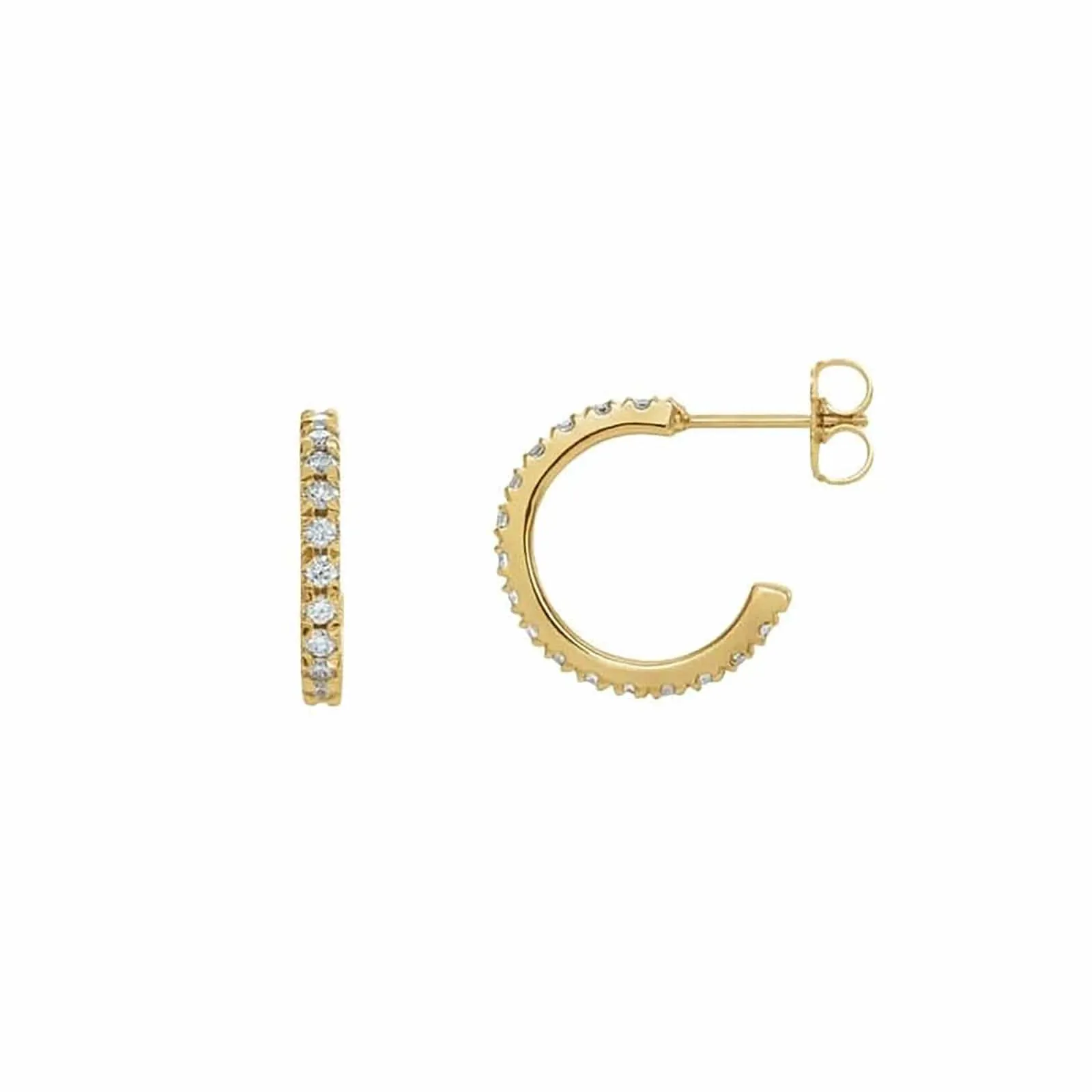 Lab Grown French Set "C" Huggie Hoop Earrings