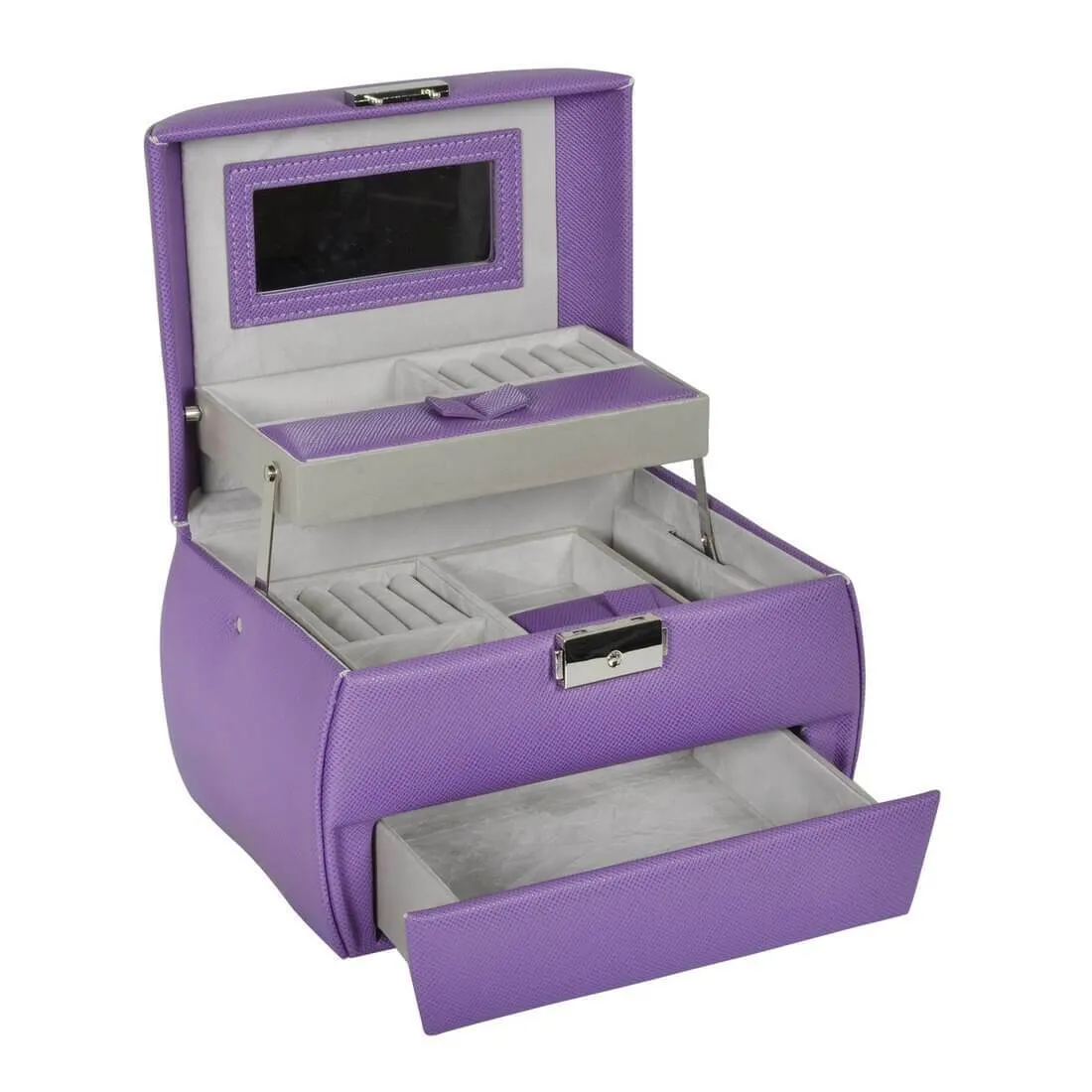 Large Lockable Jewellery Box With Faux Leather Travel Case